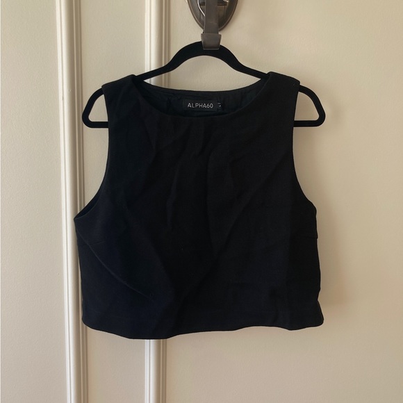 Alpha 60 Sam Cropped Sleeveless Black Top - Picture 7 of 13